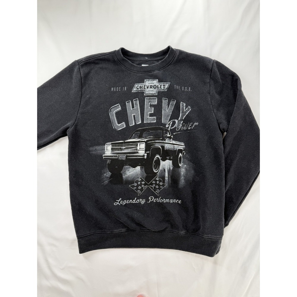 Chevy Power Chevrolet Crewneck Sweatshirt Mens M Black Truck Graphic